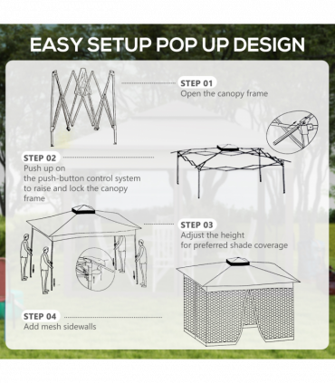 Outsunny Garden Folding Tent Heavy Duty Pop Up Gazebo for Party Light Grey