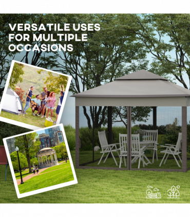 Outsunny Garden Folding Tent Heavy Duty Pop Up Gazebo for Party Light Grey
