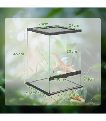 PawHut Glass Reptile Terrarium, 40L Vivarium for Lizards Frogs Snakes Turtles