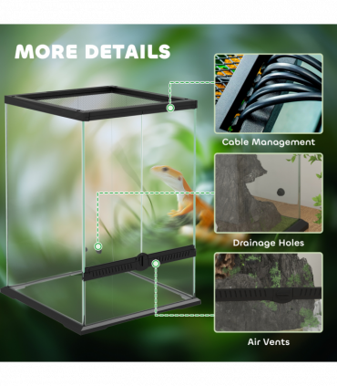 PawHut Glass Reptile Terrarium, 40L Vivarium for Lizards Frogs Snakes Turtles