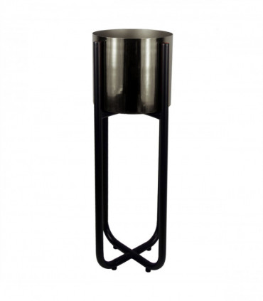 Tall Black Stand with Silver Metal Planter 62cm x 18cm