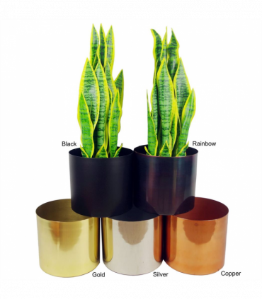 Tall Black Stand with Silver Metal Planter 62cm x 18cm