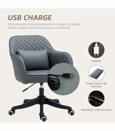 Vinsetto Office Chair with Rechargeable Vibration Massage, Grey