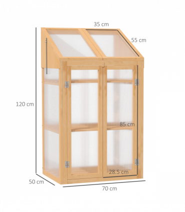 Wooden Greenhouse, Cold Frame PC Semi Transparent 70x50x120cm, Brown