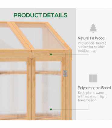 Wooden Greenhouse, Cold Frame PC Semi Transparent 70x50x120cm, Brown
