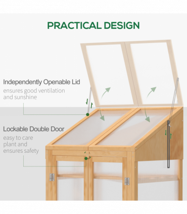 Wooden Greenhouse, Cold Frame PC Semi Transparent 70x50x120cm, Brown