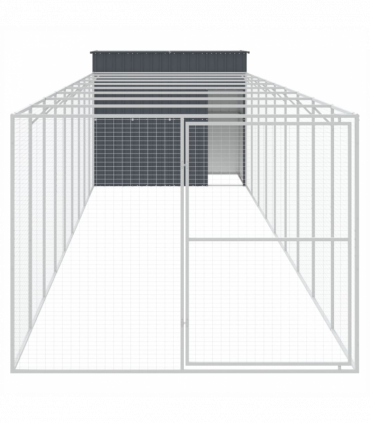 vidaXL Dog House with Run Anthracite 214x1069x181 cm Galvanised Steel