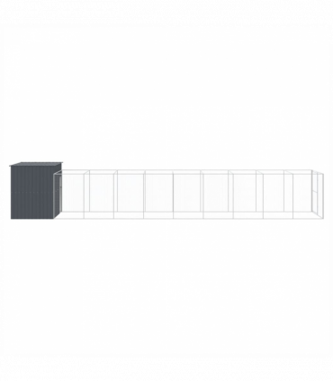 vidaXL Dog House with Run Anthracite 214x1069x181 cm Galvanised Steel