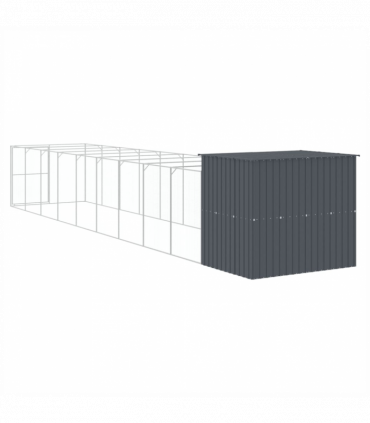 vidaXL Dog House with Run Anthracite 214x1069x181 cm Galvanised Steel