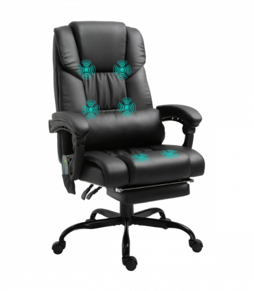 6-Point PU Leather Massage Racing Chair Electric Padded Angle Adjustable Remote