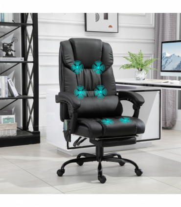 6-Point PU Leather Massage Racing Chair Electric Padded Angle Adjustable Remote
