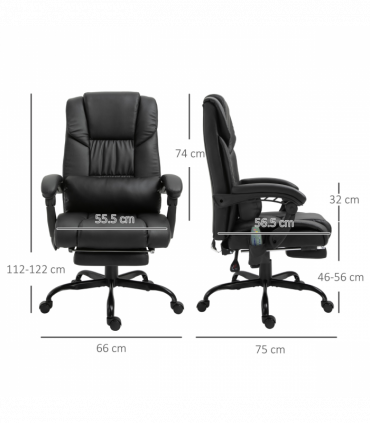 6-Point PU Leather Massage Racing Chair Electric Padded Angle Adjustable Remote