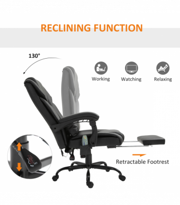 6-Point PU Leather Massage Racing Chair Electric Padded Angle Adjustable Remote
