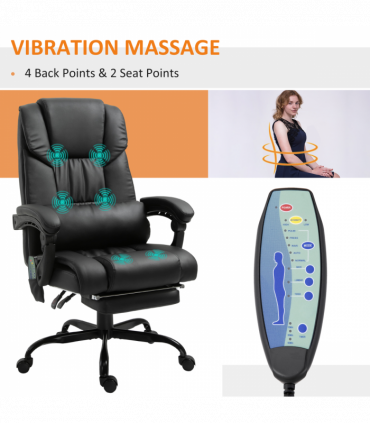 6-Point PU Leather Massage Racing Chair Electric Padded Angle Adjustable Remote