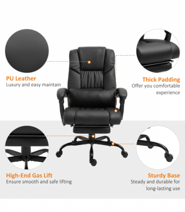 6-Point PU Leather Massage Racing Chair Electric Padded Angle Adjustable Remote