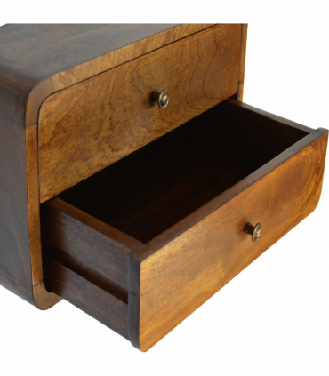 Artisan Furniture Solid Wood Floating Curved Chestnut Bedside