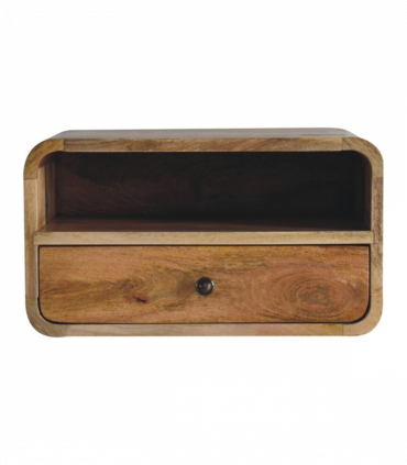 Artisan Furniture Solid Wood Large Oak-ish Curve Upper Slot Floating Bedside