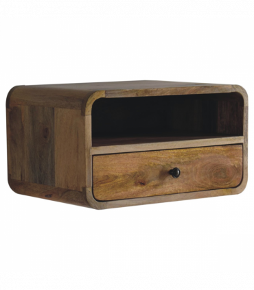 Artisan Furniture Solid Wood Large Oak-ish Curve Upper Slot Floating Bedside