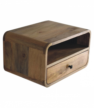 Artisan Furniture Solid Wood Large Oak-ish Curve Upper Slot Floating Bedside