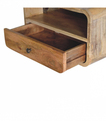 Artisan Furniture Solid Wood Large Oak-ish Curve Upper Slot Floating Bedside