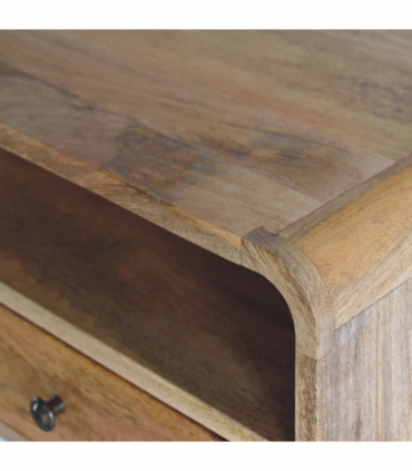 Artisan Furniture Solid Wood Large Oak-ish Curve Upper Slot Floating Bedside