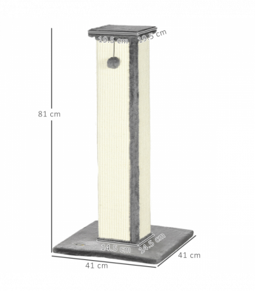 Cat Scratching Post 81cm Cat Scratcher w/ Natural Sisal Rope Hanging Ball Grey