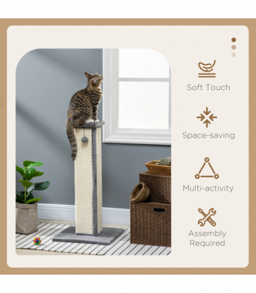 Cat Scratching Post 81cm Cat Scratcher w/ Natural Sisal Rope Hanging Ball Grey