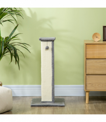 Cat Scratching Post 81cm Cat Scratcher w/ Natural Sisal Rope Hanging Ball Grey