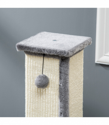 Cat Scratching Post 81cm Cat Scratcher w/ Natural Sisal Rope Hanging Ball Grey