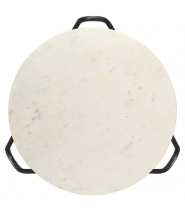 Coffee Table White 65x65x42 cm Real Stone with Marble Texture