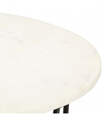 Coffee Table White 65x65x42 cm Real Stone with Marble Texture