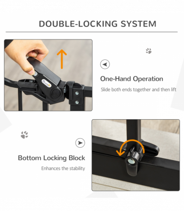 Extra Tall Dog Gate with Cat Door Auto Close for Stairs 74-80 cm Wide Pawhut