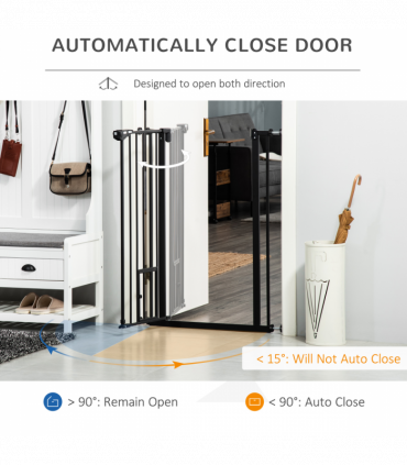 Extra Tall Dog Gate with Cat Door Auto Close for Stairs 74-80 cm Wide Pawhut