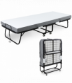 Folding Bed with 10cm Mattress, Portable Foldable Guest Bed Metal Frame