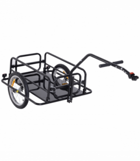 Bicycle Cargo Trailer Black Steel 108H x 140L x 72.5Wcm Folding Storage Cart