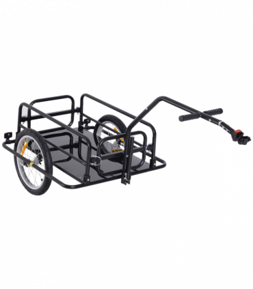 Bicycle Cargo Trailer Black Steel 108H x 140L x 72.5Wcm Folding Storage Cart