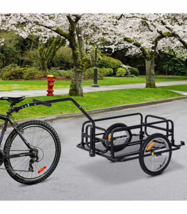 Bicycle Cargo Trailer Black Steel 108H x 140L x 72.5Wcm Folding Storage Cart