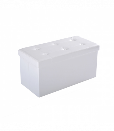 Folding Faux Leather Storage Cube Ottoman Bench Seat PU Cream White
