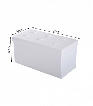 Folding Faux Leather Storage Cube Ottoman Bench Seat PU Cream White