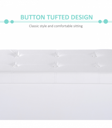 Folding Faux Leather Storage Cube Ottoman Bench Seat PU Cream White