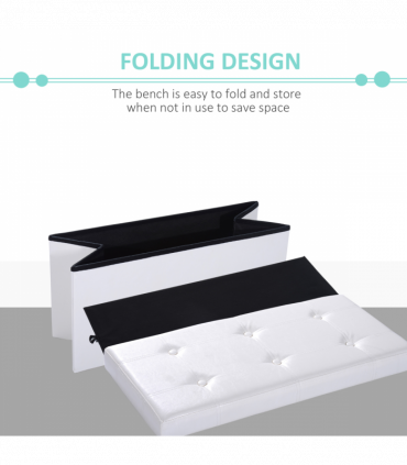 Folding Faux Leather Storage Cube Ottoman Bench Seat PU Cream White