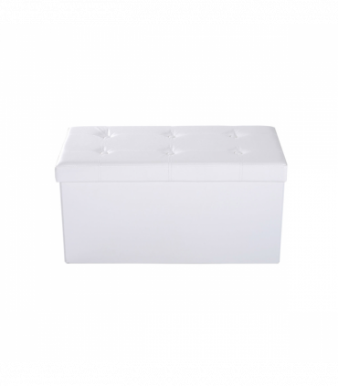 Folding Faux Leather Storage Cube Ottoman Bench Seat PU Cream White