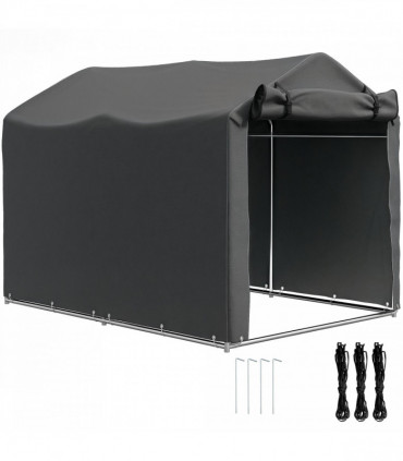 Outsunny Garden Tool Storage Shed with Roll-up Zipper Door, Dark Grey