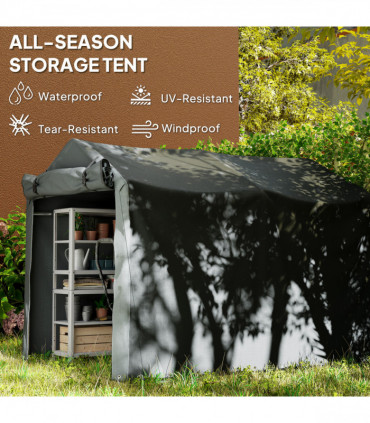 Outsunny Garden Tool Storage Shed with Roll-up Zipper Door, Dark Grey