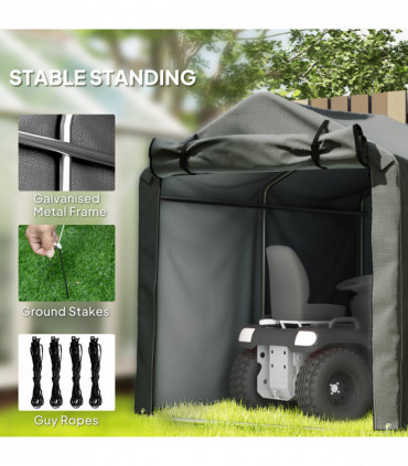 Outsunny Garden Tool Storage Shed with Roll-up Zipper Door, Dark Grey