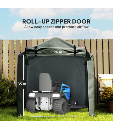 Outsunny Garden Tool Storage Shed with Roll-up Zipper Door, Dark Grey