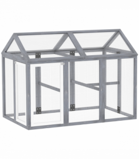 PawHut Chicken Run, Wooden Chicken Coop w/ Combinable Design - Grey