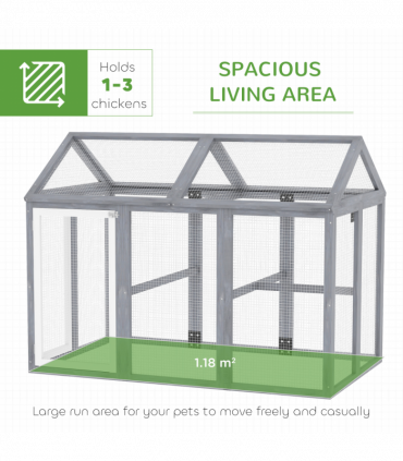 PawHut Chicken Run, Wooden Chicken Coop w/ Combinable Design - Grey