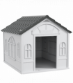 PawHut Weather-Resistant Dog House, Puppy Shelter for Large Dogs - Grey
