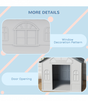 PawHut Weather-Resistant Dog House, Puppy Shelter for Large Dogs - Grey